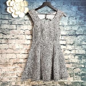 Free People | Boho Black and White Geometric Print Skater Festival Dress